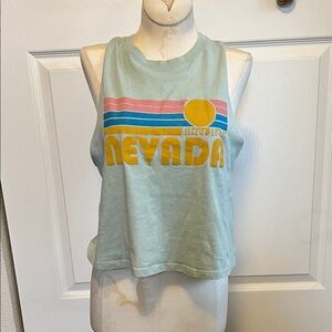 Nevada Bella Canvas Heather CVC S Graphic Muscle Tank Top cropped workout blue